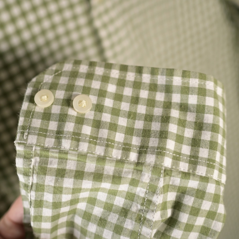 Goodfellow & Co Mens Green Gingham Slim Fit Every Wear Poplin Button Up Shirt L - Picture 6 of 8